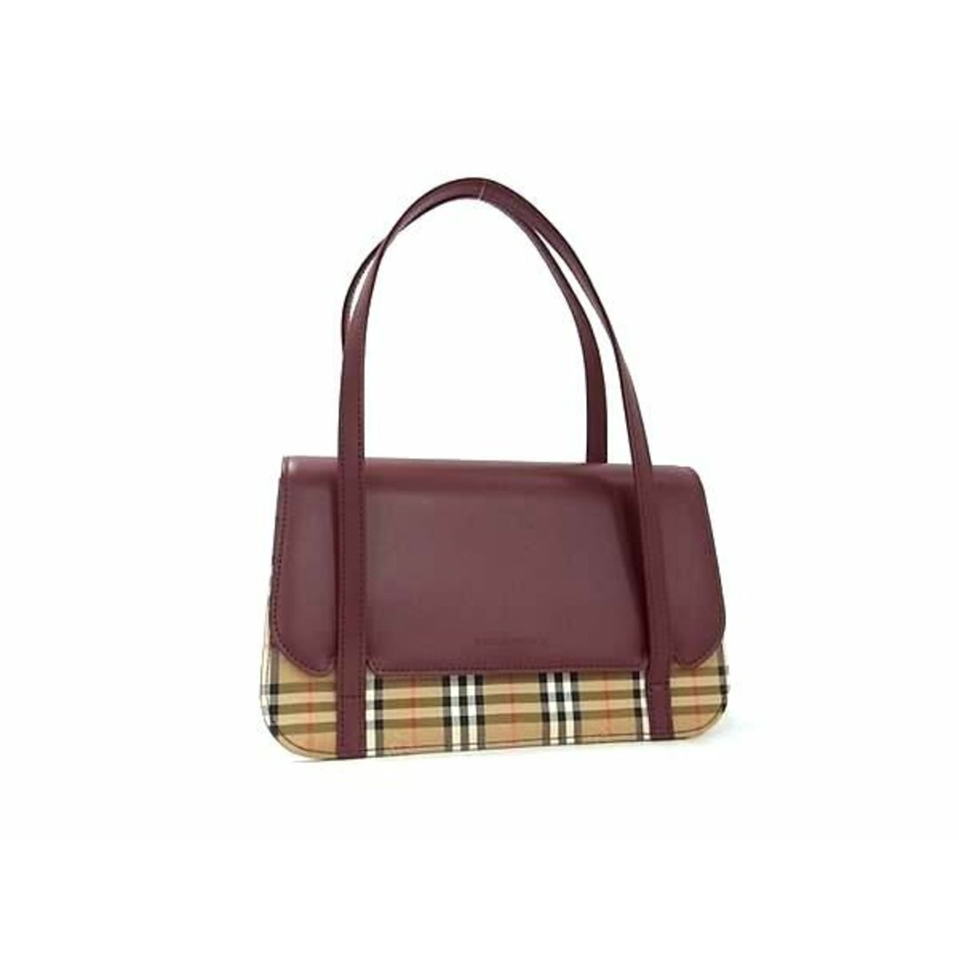 BURBERRY(バーバリー)の■新品同様■ BURBERRY バーバリー ノバチェック レザー×キャンバス ハンドバッグ トートバッグ ボルドー系×ブラウン系 AW5604  メンズのバッグ(ボディーバッグ)の商品写真