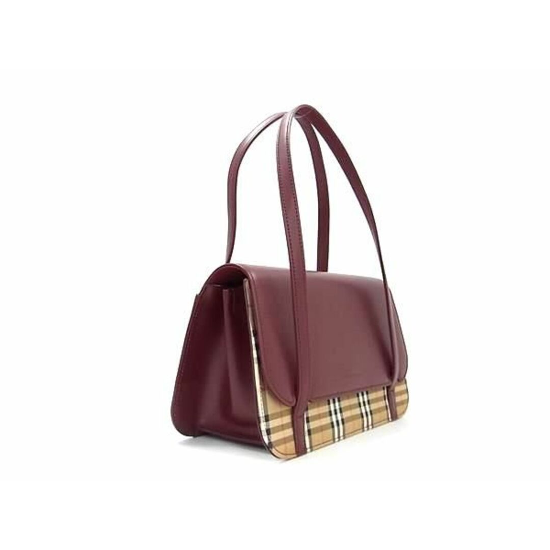 BURBERRY(バーバリー)の■新品同様■ BURBERRY バーバリー ノバチェック レザー×キャンバス ハンドバッグ トートバッグ ボルドー系×ブラウン系 AW5604  メンズのバッグ(ボディーバッグ)の商品写真