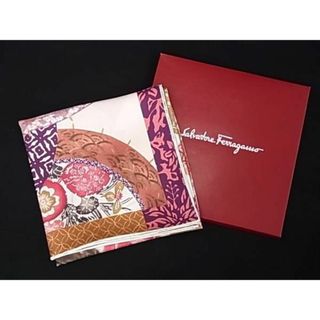 サルヴァトーレフェラガモ(Salvatore Ferragamo)の■新品同様■ Salvatore Ferragamo フェラガモ フラワー 花柄 シルク100% スカーフ ストール ショール ピンク系×ホワイト系 FA1135(その他)