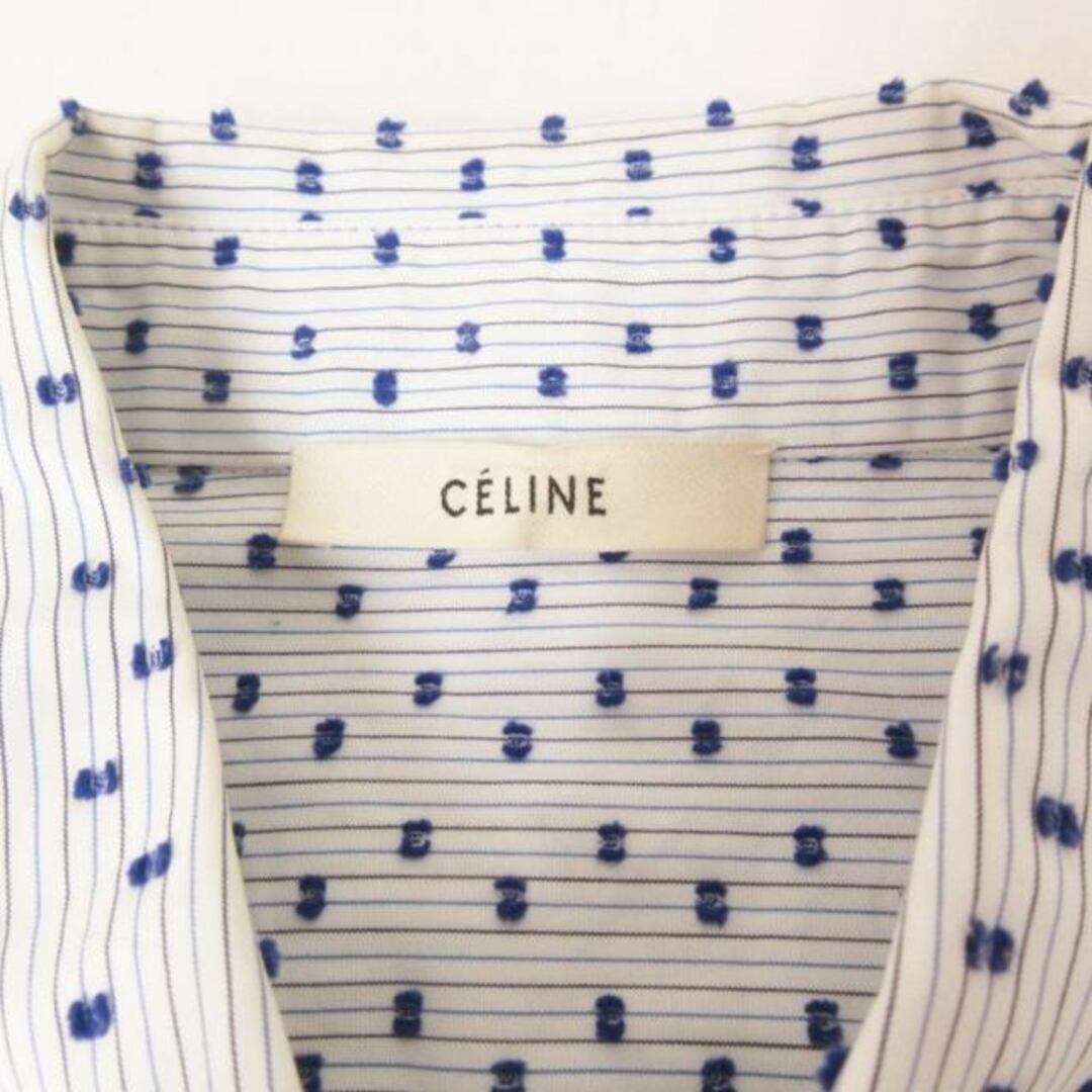 celine(セリーヌ)のセリーヌ フィービー期 ロングシャツ チュニック ストライプ ドット調 38 レディースのトップス(シャツ/ブラウス(半袖/袖なし))の商品写真