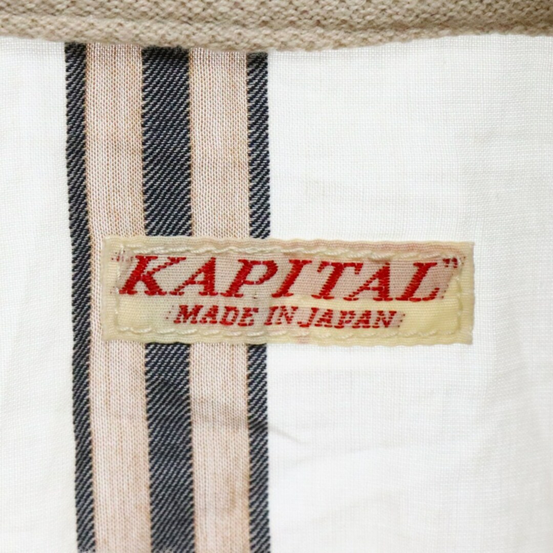 KAPITAL(キャピタル)のKAPITAL キャピタル ハーフジップ ストライプ ドッキング プルオーバー半袖シャツ アイボリー K1904SC139 メンズのトップス(シャツ)の商品写真