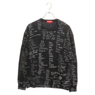 シュプリーム(Supreme)のSUPREME シュプリーム 23SS Gonz Poems Sweater ゴンズ ポエム クルーネック 総柄 ニットセーター ブラック(ニット/セーター)