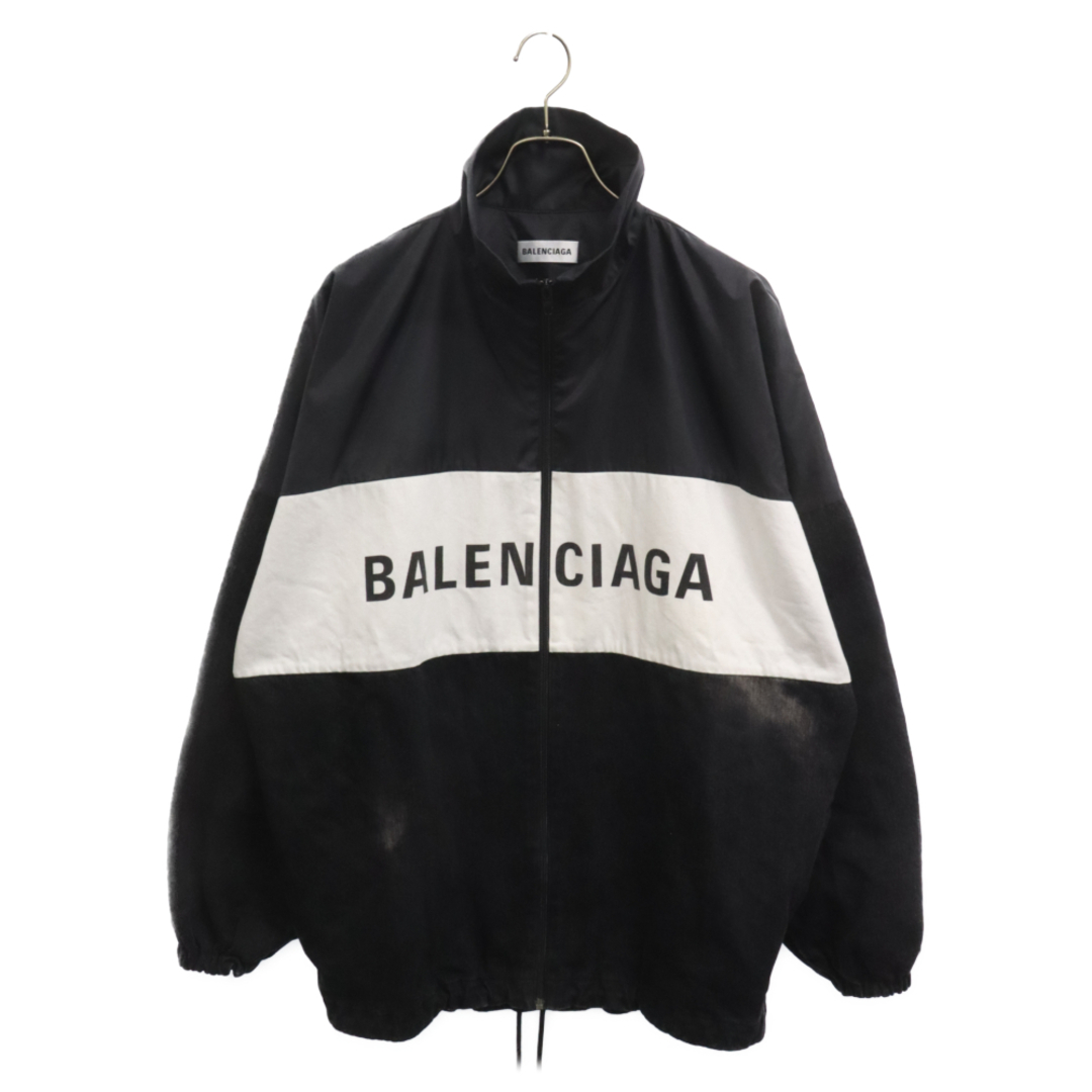 Balenciaga(バレンシアガ)のBALENCIAGA バレンシアガ 18AW フロントロゴデニム切替ナイロントラックジャケット ジップアップジャケット ブラック 529213 TBQ03 メンズのジャケット/アウター(フライトジャケット)の商品写真