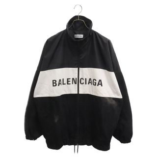 バレンシアガ(Balenciaga)のBALENCIAGA バレンシアガ 18AW フロントロゴデニム切替ナイロントラックジャケット ジップアップジャケット ブラック 529213 TBQ03(フライトジャケット)