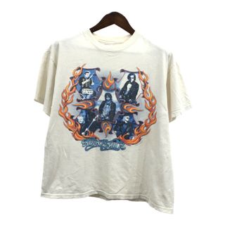 00年代 AERO SMITH エアロ・スミス 半袖Ｔシャツ バンドT ホワイト (メンズ L) 中古 古着 Q6401(Tシャツ/カットソー(半袖/袖なし))