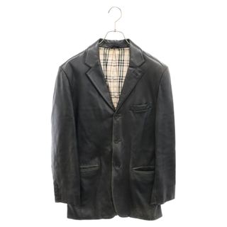 BURBERRY BLACK LABEL - BURBERRY BLACK LABEL バーバリー ブラックレーベル ノバチェック テーラードレザージャケット ブラック BME90-090-09