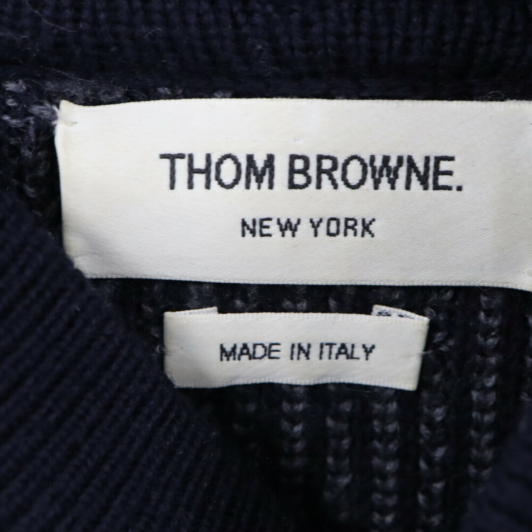 THOM BROWNE(トムブラウン)のTHOM BROWNE トムブラウン フード付きニットセーター カーディガン ネイビー MKA203AKE006 メンズのトップス(カーディガン)の商品写真