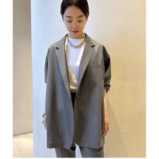 アパルトモンドゥーズィエムクラス(L'Appartement DEUXIEME CLASSE)のCol Pierrot wool gabardine relax ジャケット(テーラードジャケット)