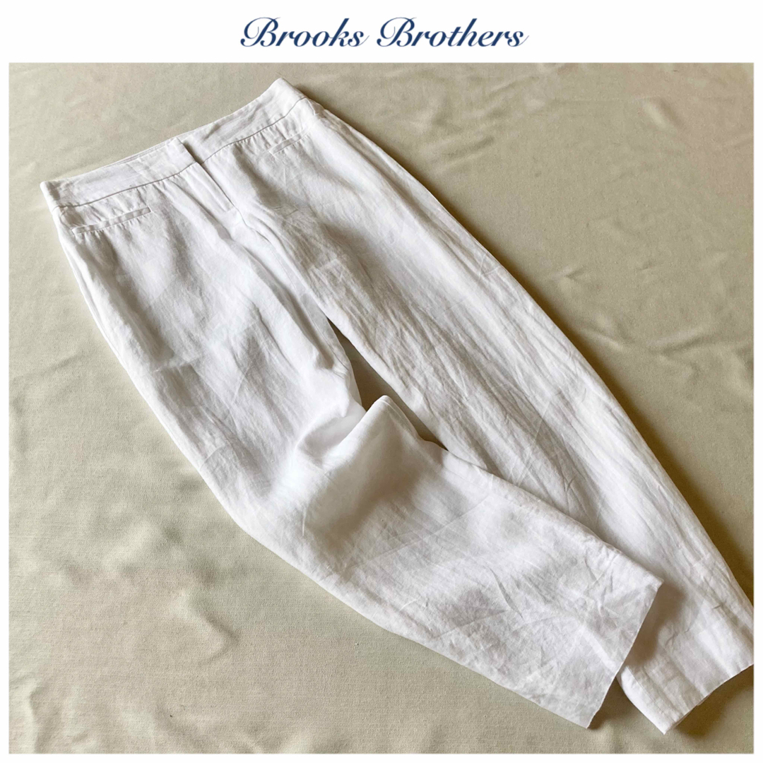 Brooks Brothers(ブルックスブラザース)のブルックスブラザーズ リネン ストレート パンツ 0 白 ホワイト レディースのパンツ(カジュアルパンツ)の商品写真