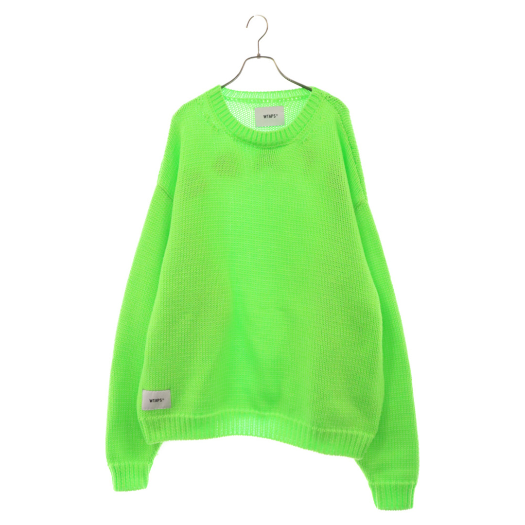 W)taps(ダブルタップス)のWTAPS ダブルタップス 23AW CREW NECK 01 / SWEATER / POLY. T-ROCK 232MADT-KNM04 ロゴ刺繍 クルーネックニットセーター ライトグリーン メンズのトップス(ニット/セーター)の商品写真