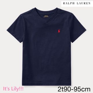 ラルフローレン(Ralph Lauren)の2t90-95cm 紺　Vネック　半袖　ラルフローレン(Tシャツ/カットソー)