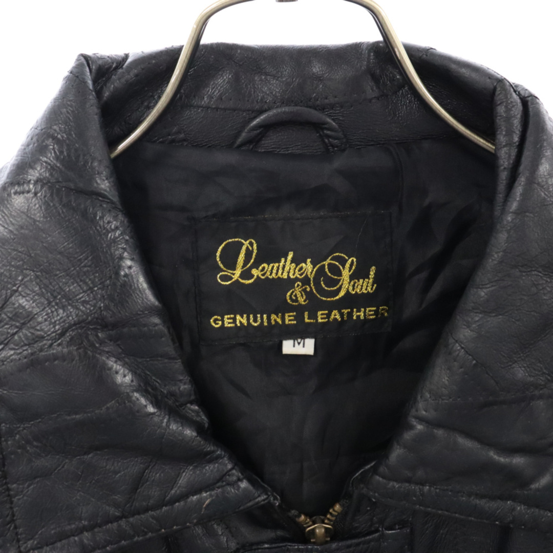 Leather&Soul レザーアンドソウル パッチワーク ジップアップ レザージャケット ブラック メンズのジャケット/アウター(フライトジャケット)の商品写真