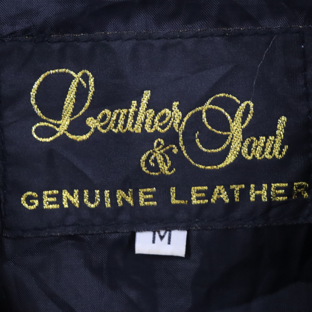 Leather&Soul レザーアンドソウル パッチワーク ジップアップ レザージャケット ブラック メンズのジャケット/アウター(フライトジャケット)の商品写真