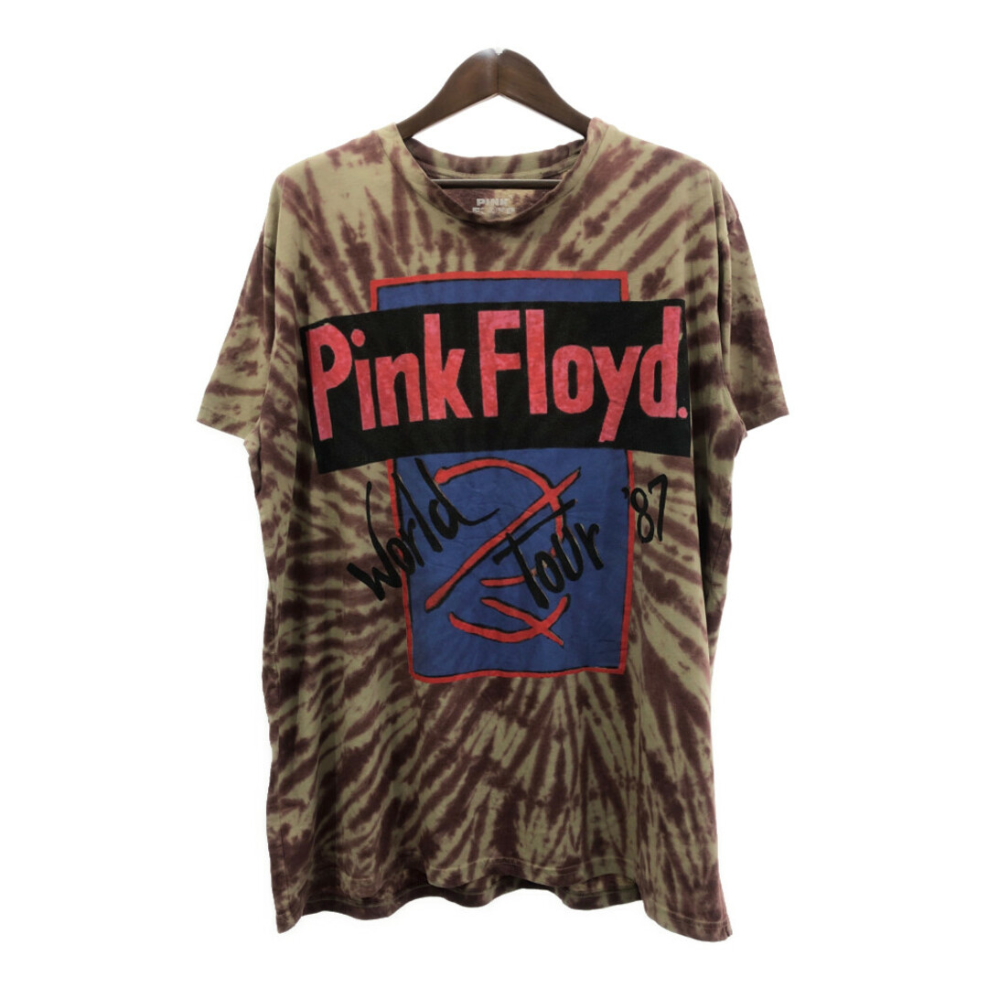 PINK FLOYD PINK FLOYD ピンク・フロイド ワールドツアー 1987 タイダイＴシャツ バンドT ブラウン (メンズ 2XL) 中古 古着 Q6406 メンズのトップス(Tシャツ/カットソー(半袖/袖なし))の商品写真