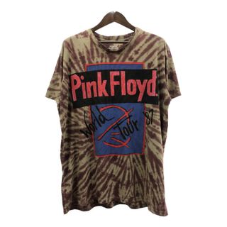 PINK FLOYD PINK FLOYD ピンク・フロイド ワールドツアー 1987 タイダイＴシャツ バンドT ブラウン (メンズ 2XL) 中古 古着 Q6406(Tシャツ/カットソー(半袖/袖なし))