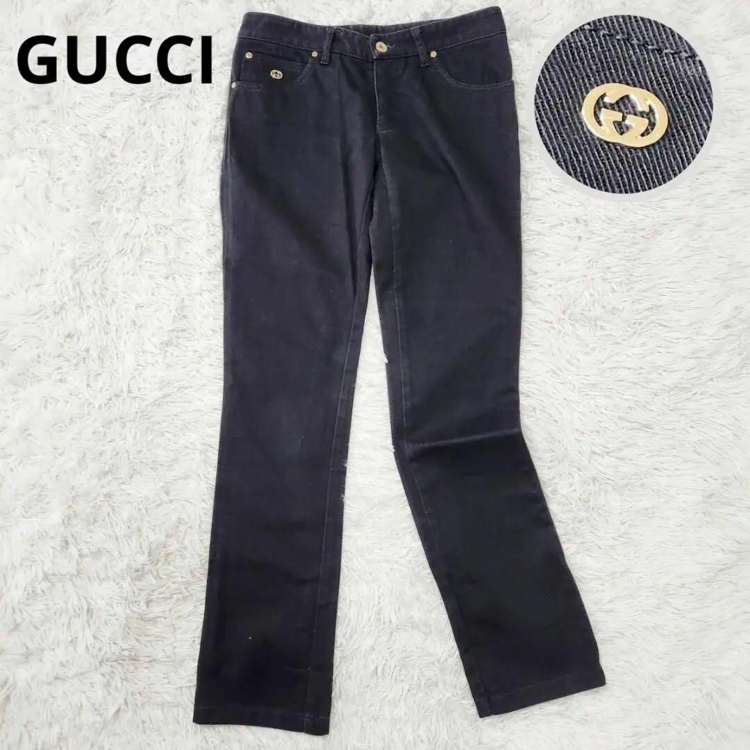 Gucci(グッチ)の【トムフォード期】グッチ ブラックデニム 38 M GG ストレート レディース レディースのパンツ(デニム/ジーンズ)の商品写真