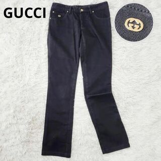 Gucci - 【トムフォード期】グッチ ブラックデニム 38 M GG ストレート レディース