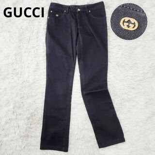 グッチ(Gucci)の【トムフォード期】グッチ ブラックデニム 38 M GG ストレート レディース(デニム/ジーンズ)