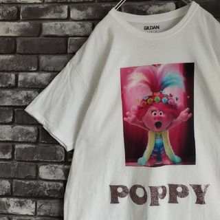 ギルタン(GILDAN)のTROLLSトロールズアニメキャラクタームービーtシャツTシャツ映画ビッグロゴ白(Tシャツ/カットソー(半袖/袖なし))