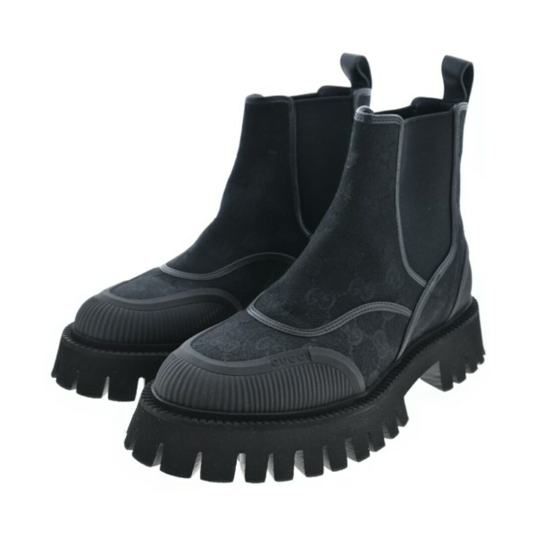 Gucci(グッチ)のGUCCI グッチ ブーツ UK6(24.5cm位) 黒(総柄) 【古着】【中古】 メンズの靴/シューズ(ブーツ)の商品写真