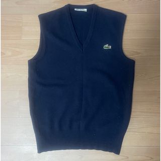 ラコステLACOSTE  ウール混 Vネック ベスト ネイビー size3 (ベスト)