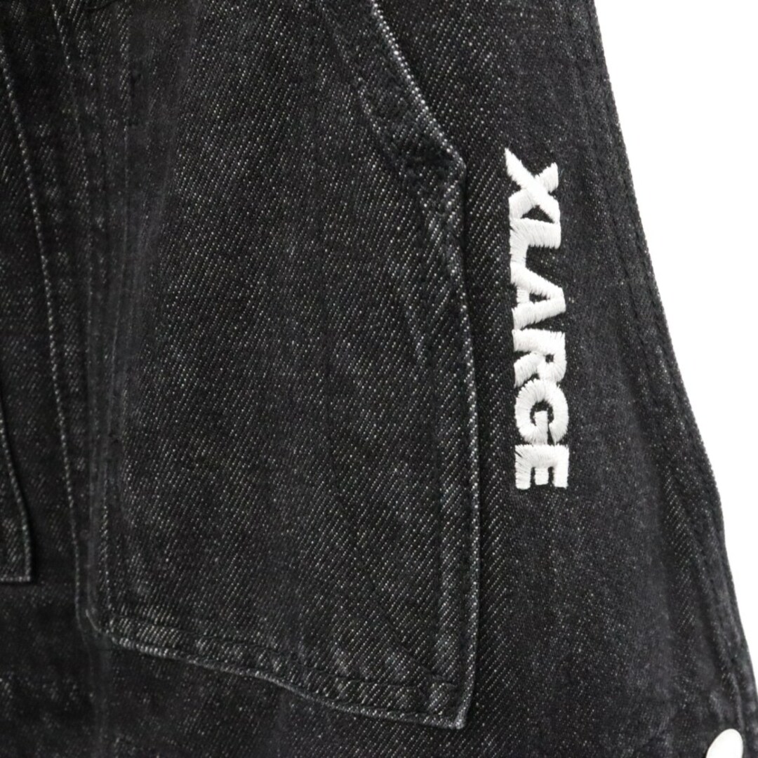 XLARGE(エクストララージ)のX-LARGE エクストララージ パッチダブル ニー デニム オーバーオール ブラックインディゴ 101221031013 メンズのメンズ その他(その他)の商品写真