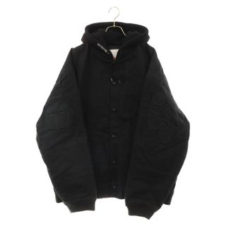 シュプリーム(Supreme)のSUPREME シュプリーム 22SS Hooded Twill Varsity Jacket ビッグロゴ フード付き ツイル バーシティジャケット ブラック(フライトジャケット)