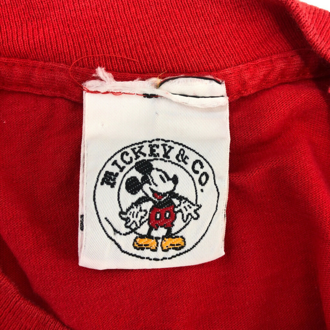 Disney(ディズニー)の90年代 Disney ディズニー MICKEY&CO ミッキーマウス 半袖Ｔシャツ アニメT キャラクター レッド (メンズ ONE SIZE) 中古 古着 Q6411 メンズのトップス(Tシャツ/カットソー(半袖/袖なし))の商品写真