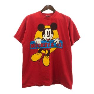 ディズニー(Disney)の90年代 Disney ディズニー MICKEY&CO ミッキーマウス 半袖Ｔシャツ アニメT キャラクター レッド (メンズ ONE SIZE) 中古 古着 Q6411(Tシャツ/カットソー(半袖/袖なし))