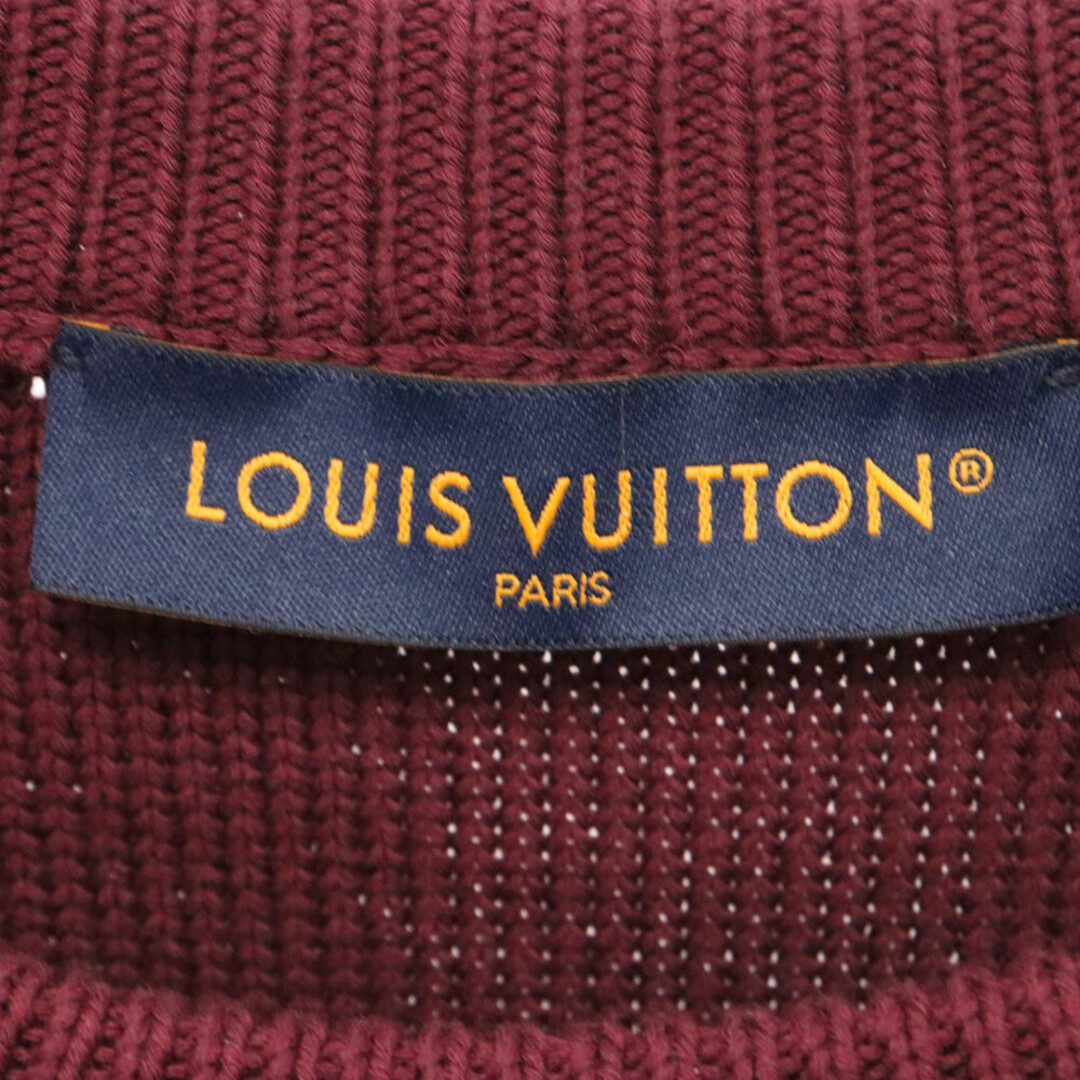 LOUIS VUITTON(ルイヴィトン)のLOUIS VUITTON ルイヴィトン 23AW LVメダリオン フリンジクルーネックニットセーター 1ABY0W ワインレッド メンズのトップス(ニット/セーター)の商品写真