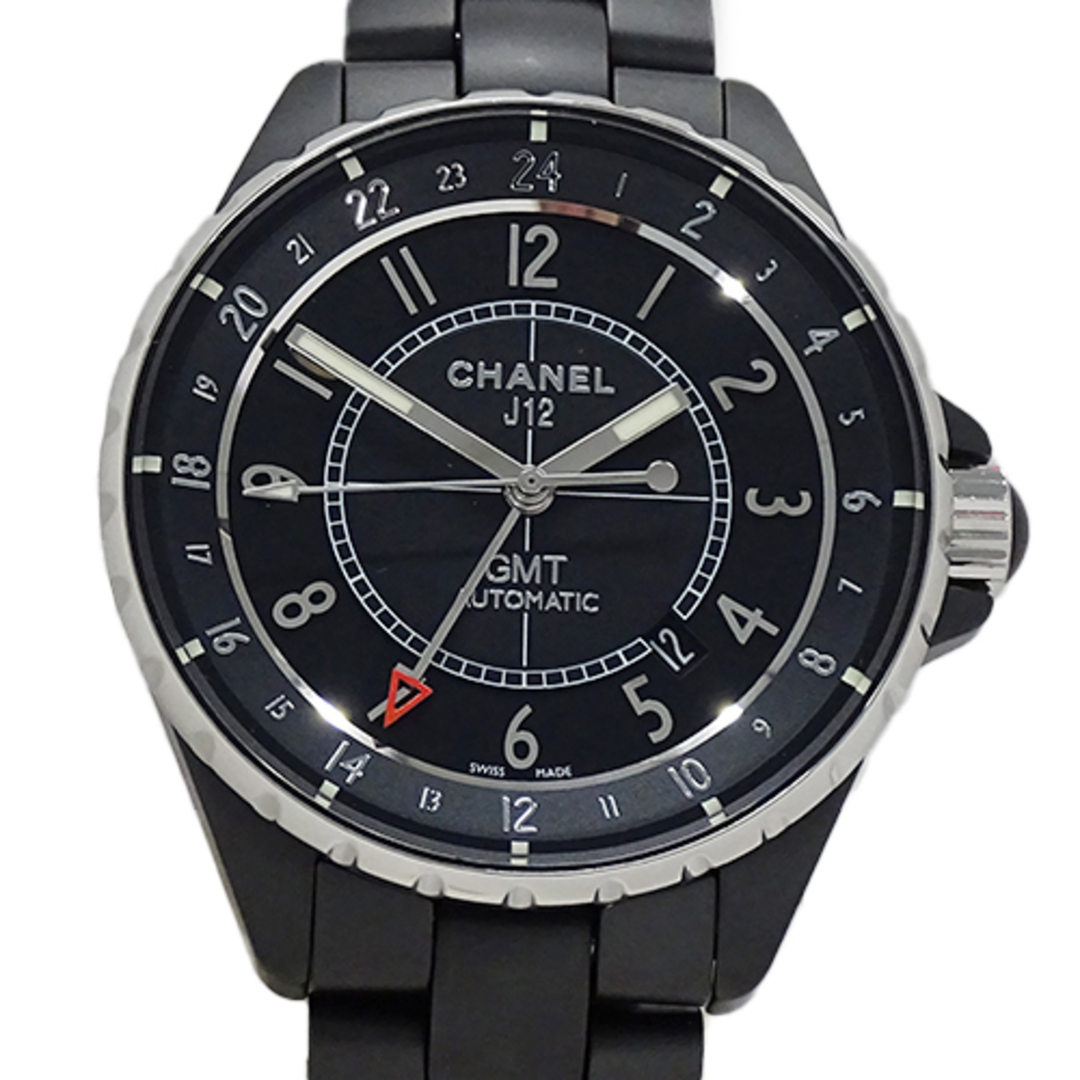 CHANEL(シャネル)のシャネル CHANEL 時計 メンズ ブランド J12 GMT デイト 自動巻き AT ステンレス SS ブラックセラミック H3101 マット 磨き済み 【中古】 メンズの時計(腕時計(アナログ))の商品写真