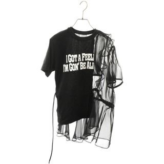 sacai - Sacai サカイ シフォン切替 フロントプリント レイヤード 半袖Tシャツ カットソー レディース ブラック 23-06635