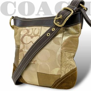 コーチ(COACH)の美品【コーチ】10387 シグネチャー パッチワーク ショルダーバッグ(ショルダーバッグ)