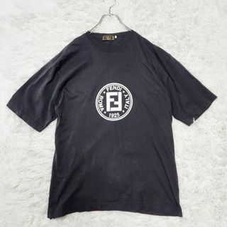 【デカロゴ】フェンディ Tシャツ M FFロゴ ユニセックス コットン 黒