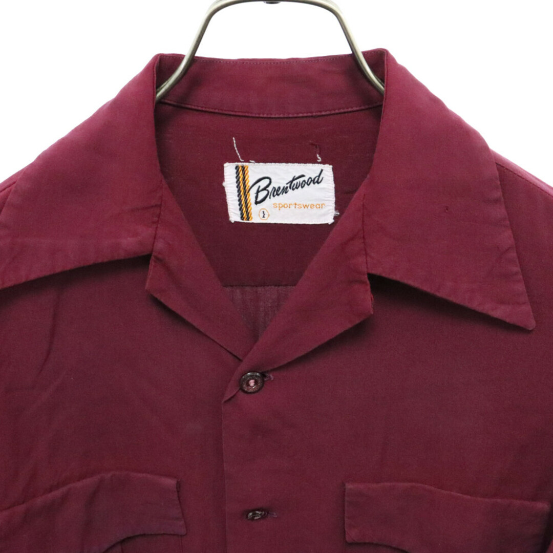 VINTAGE ヴィンテージ 40s BRENTWOOD 開襟 レーヨン 長袖シャツ バーガンディ メンズのトップス(シャツ)の商品写真