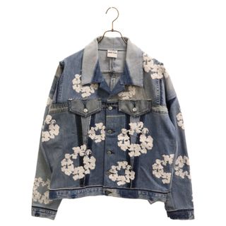 レディメイド(LADY MADE)のREADY MADE レディメイド 23SS ×DENIM TEARS CTN WREATH TRK JKT/BLUE RE-DT-BL-00-00-14 ×デニムティアーズ フラワーエンブロイダリー再構築デニムジャケット インディゴ(Gジャン/デニムジャケット)