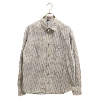 Dior - DIOR ディオール 20AW Cotton Denim Dior Oblique Overshirt 013D585BY989 コットンデニム ディオールオブリーク 長袖 総柄ロゴ オーバーシャツ ブルー