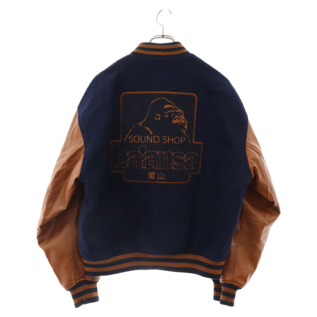 XLARGE(エクストララージ)のX-LARGE エクストララージ ×BALANSA WOOL STADIUM JACKET ウール スタジアム ジャケット 101214021013 ネイビー/ブラウン メンズのジャケット/アウター(フライトジャケット)の商品写真