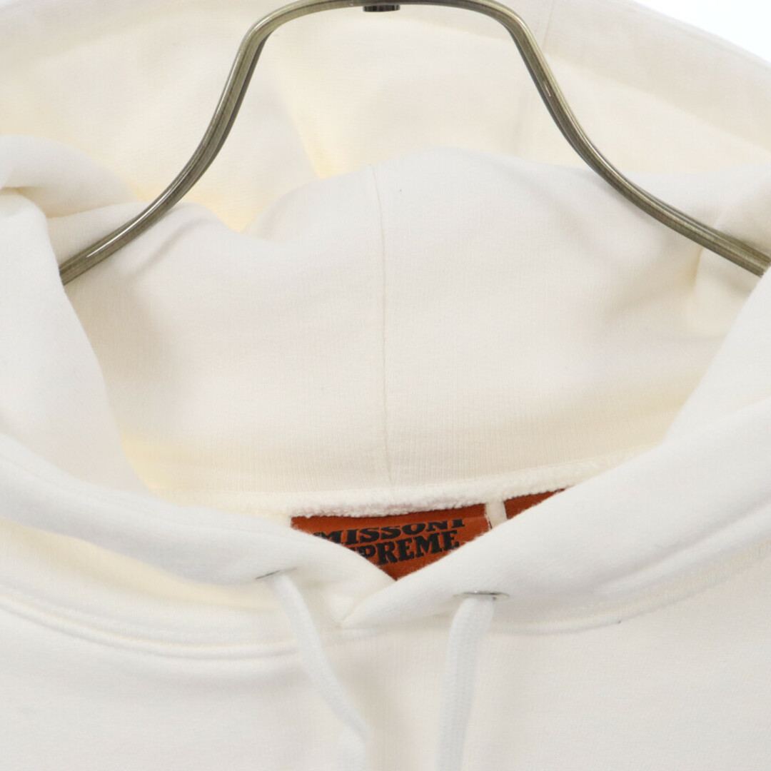 Supreme(シュプリーム)のSUPREME シュプリーム 21AW ×MISSONI Hooded Sweatshirt ミッソーニ フロントロゴ 刺繍 プルオーバースウェットフーディ パーカー ホワイト メンズのトップス(パーカー)の商品写真