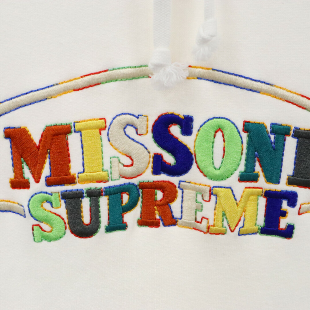 Supreme(シュプリーム)のSUPREME シュプリーム 21AW ×MISSONI Hooded Sweatshirt ミッソーニ フロントロゴ 刺繍 プルオーバースウェットフーディ パーカー ホワイト メンズのトップス(パーカー)の商品写真