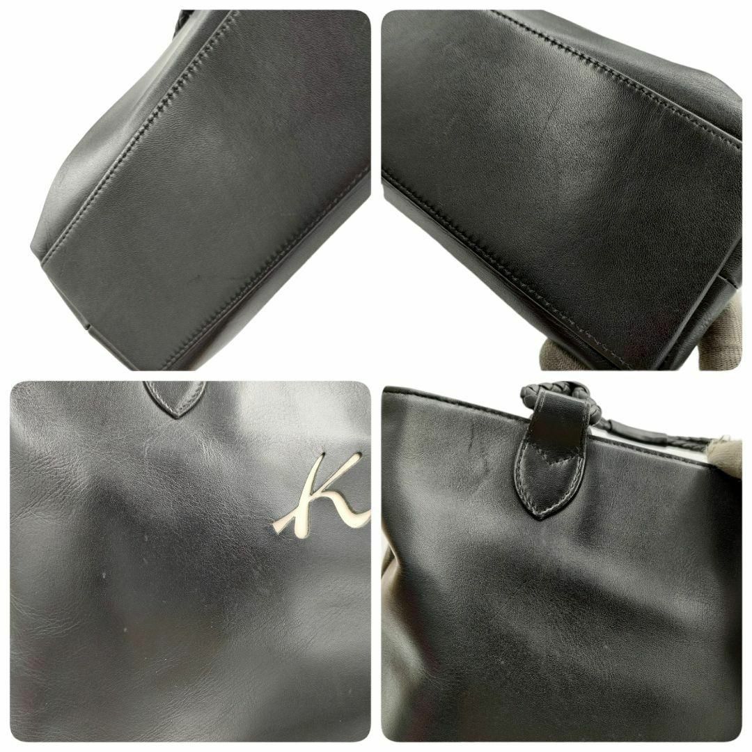 Kitamura(キタムラ)のKitamura キタムラ 編み ハンドバッグ ミニトート レザー ブラック K レディースのバッグ(ハンドバッグ)の商品写真