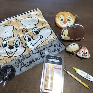 ディズニー(Disney)のチップとデール　まとめ売り　ディズニー　タオル　リール付きキーホルダー　小銭入れ(キャラクターグッズ)