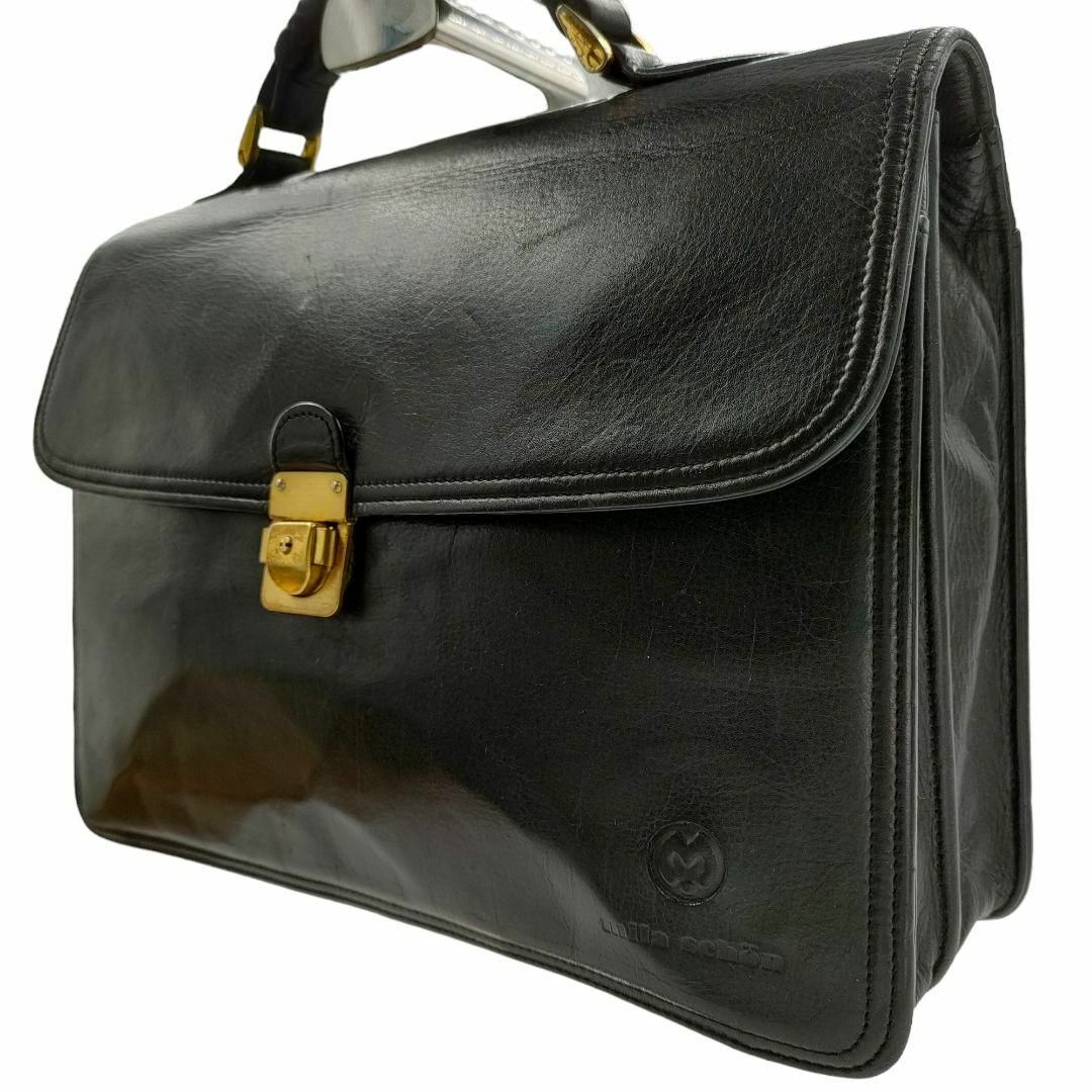 mila schon(ミラショーン)のミラショーン ミニビジネスバッグ ハンドバッグ ロゴ フラップ レザー ブラック レディースのバッグ(ハンドバッグ)の商品写真
