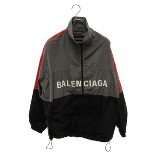 バレンシアガ(Balenciaga)のBALENCIAGA バレンシアガ 19SS Zip Up Logo Jacket 534317 TDO05 シップアップ ロゴ ナイロンジャケット ブラック/グレー(ナイロンジャケット)