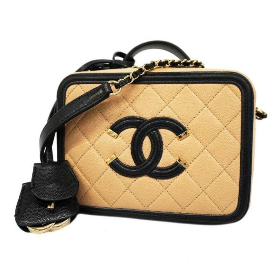 CHANEL(シャネル)の【4ib2151】シャネル ツーウェイバッグ/CCフィリグリー/ブラック/ベージュ/ゴールド金具 【中古】 レディース レディースのバッグ(その他)の商品写真