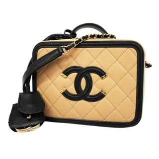 シャネル(CHANEL)の【4ib2151】シャネル ツーウェイバッグ/CCフィリグリー/ブラック/ベージュ/ゴールド金具 【中古】 レディース(その他)