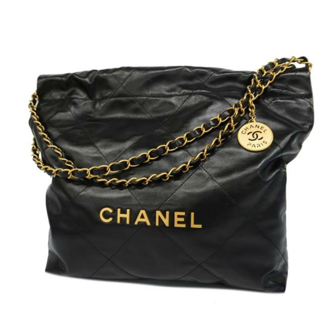 CHANEL(シャネル)の【4ib2153】シャネル ツーウェイバッグ/シャネル22/レザー/ブラック/ゴールド金具 【中古】 レディース レディースのバッグ(その他)の商品写真