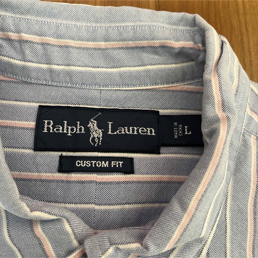 Ralph Lauren(ラルフローレン)のラルフローレン カスタムフィット ストライプ半袖シャツ L メンズのトップス(Tシャツ/カットソー(半袖/袖なし))の商品写真