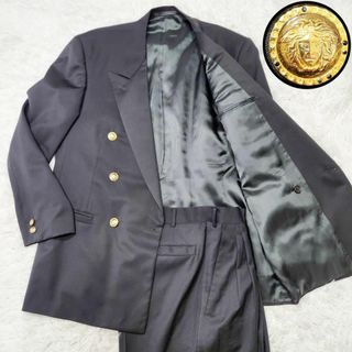 Gianni Versace - 【未使用級・金ボタン】ヴェルサーチ スーツセットアップ XL タキシード 黒