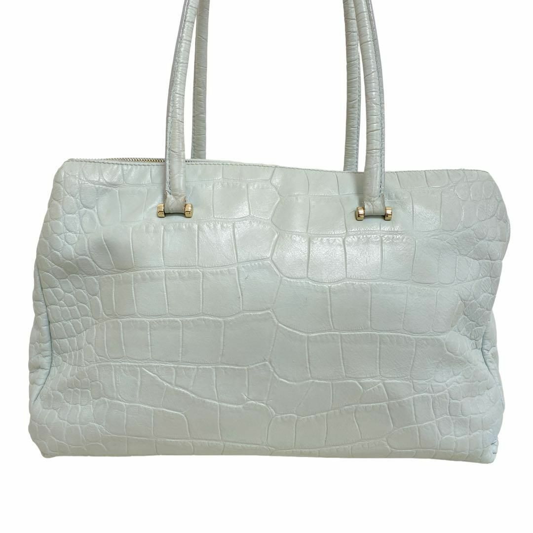 Furla(フルラ)の美品【FURLA】型押しクロコ ハンドバッグ 肩掛け 水色 レディースのバッグ(ハンドバッグ)の商品写真